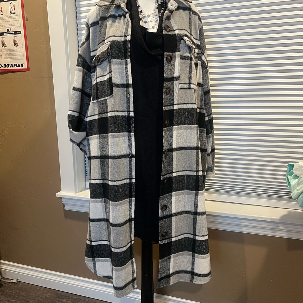 Black and Gray jacket with Classic Plaid Design